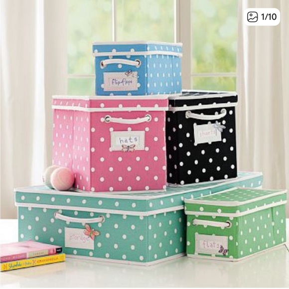 Pottery Barn Teen Other - Pottery Barn Teen Dottie Canvas Polka Dot Bins - Multi dot